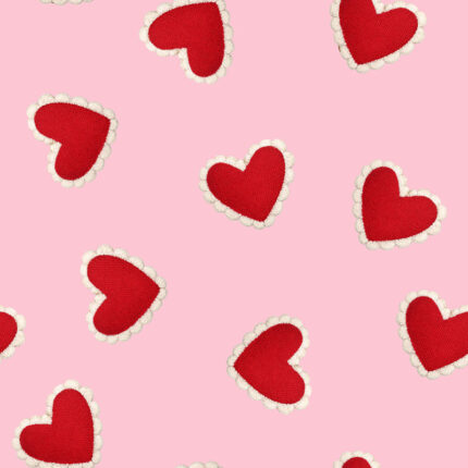 haftowane serduszka pink